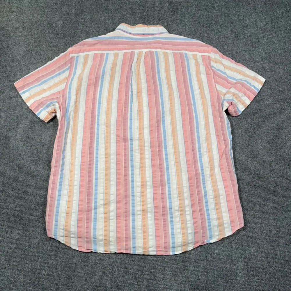 J. Crew Slim Seersucker Button Down Shirt Mens XL Striped Multi Color Beach Prep